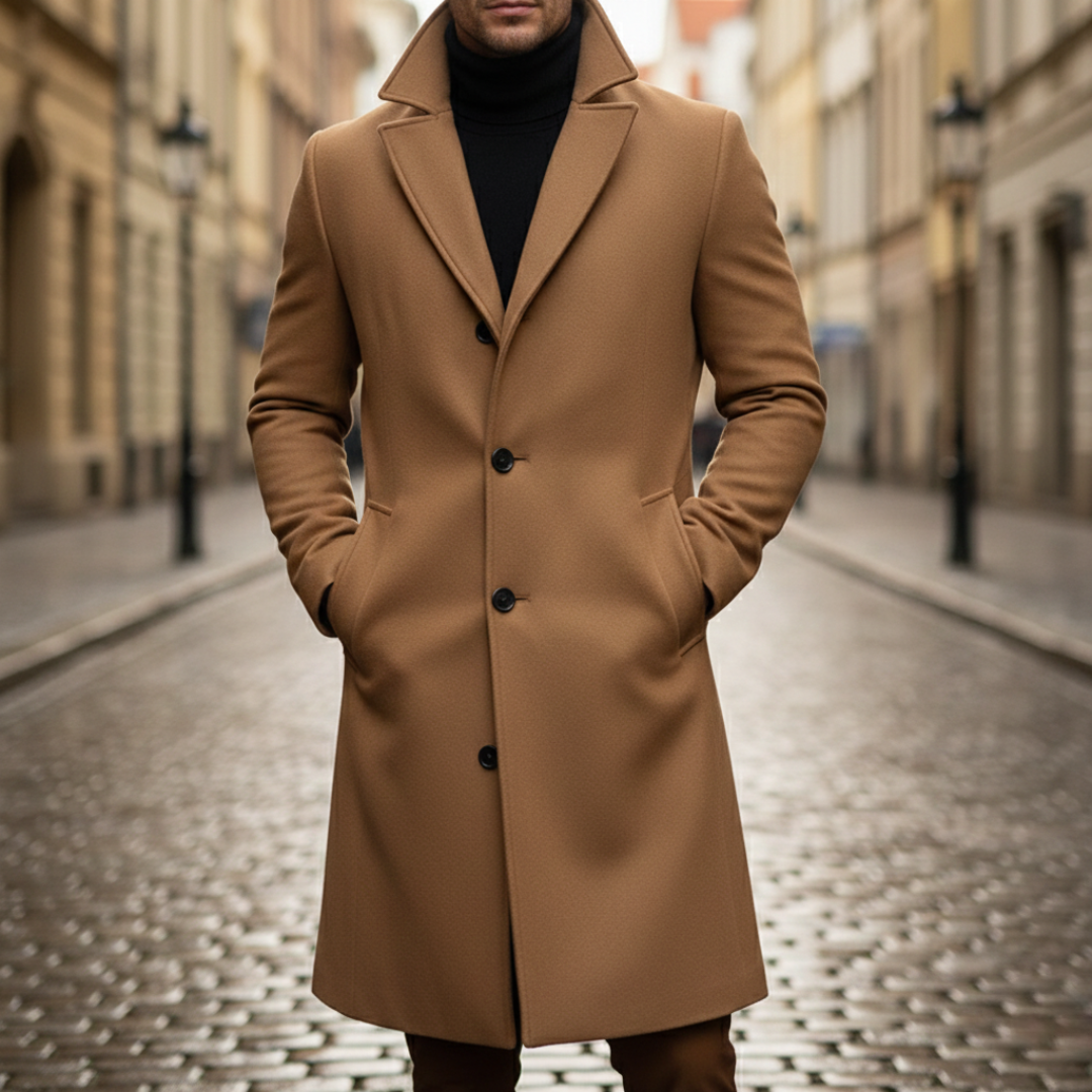 Herren Wollmix Mantel Schwarz Winter | Vestea