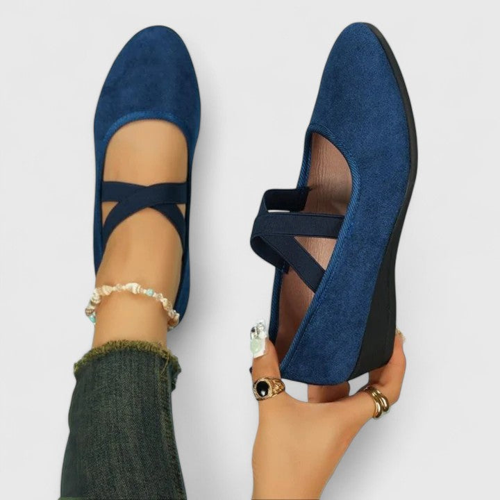 Zapatos planos tipo Mary Jane para mujer, de ante, con tira elástica, sin cordones y acolchados