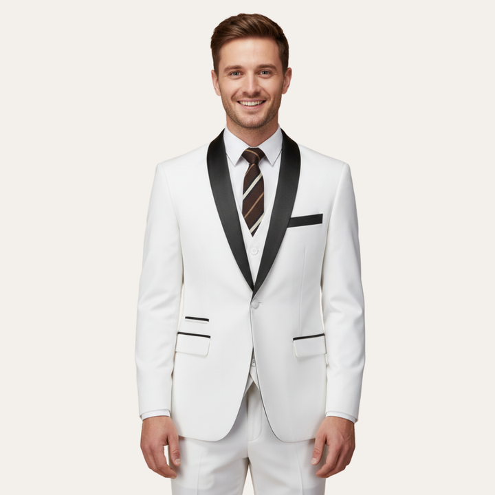 Herren Smoking Anzug mit Weste und Reverskragen | Vestea