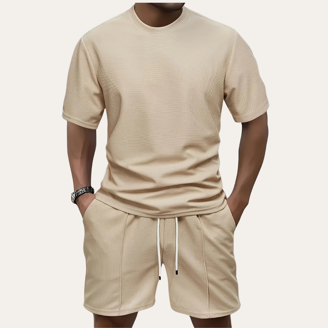 Freizeit Set für Herren T-Shirt und Shorts Set aus leichtem Material mit verstellbarem Bund | Vestea
