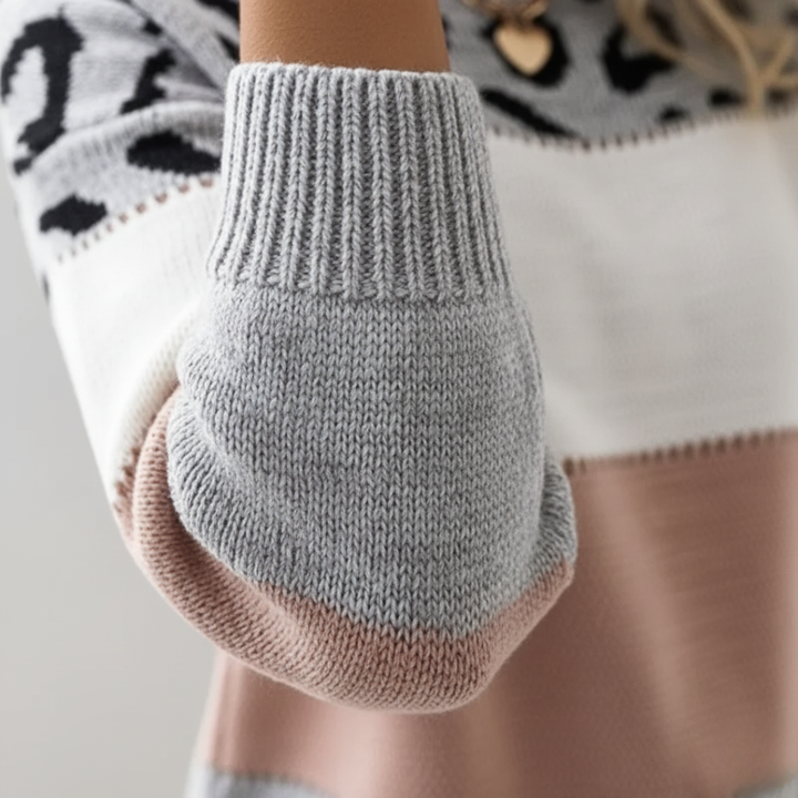 Damenpullover Leopardenmuster Mischgewebe | Vestea