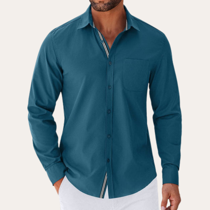 Herren Langarmhemd Mischgewebe Regular Fit | Vestea