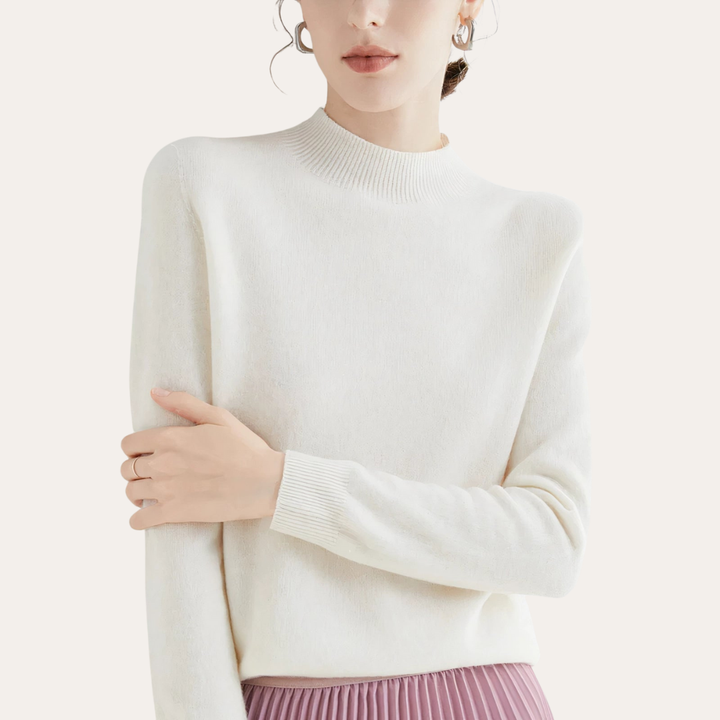 Damen Pullover Langarm Stehkragen Basic | Vestea