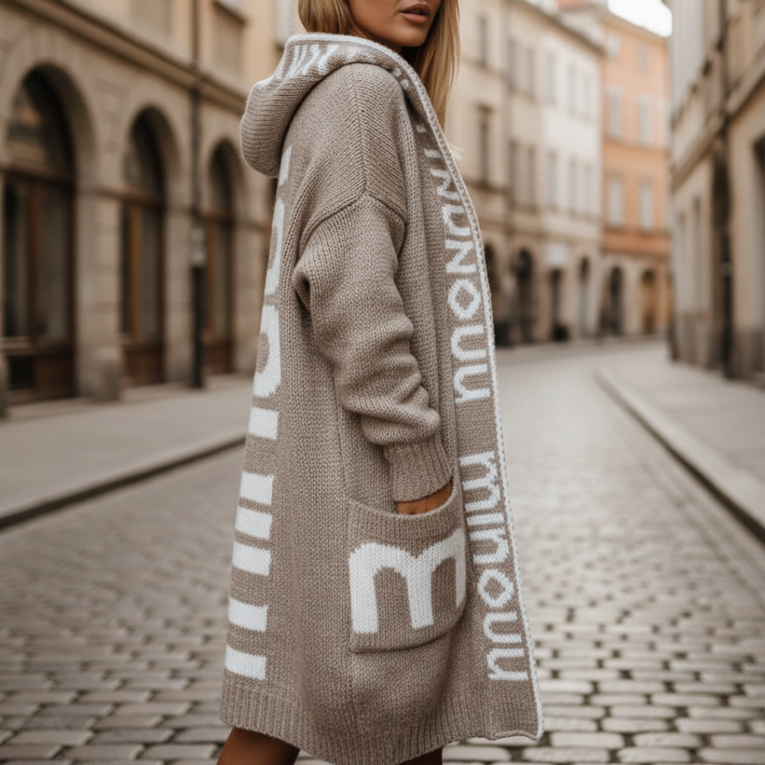 Damen Long Cardigan Kapuze Oversize | Vestea