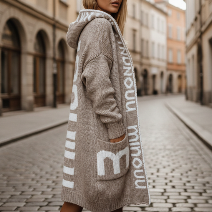 Damen Long Cardigan Kapuze Oversize | Vestea