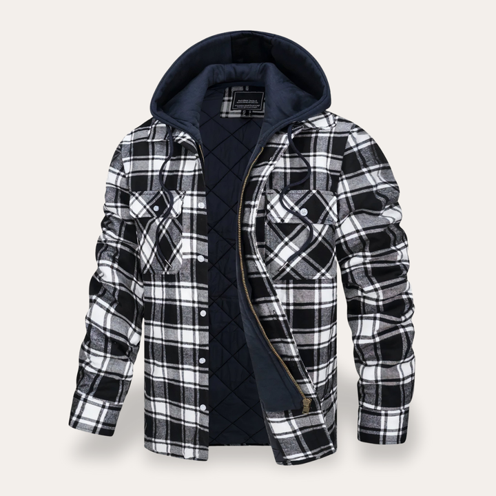 Herren Flanellhemd mit Kapuze Baumwolle Outdoorjacke | Vestea