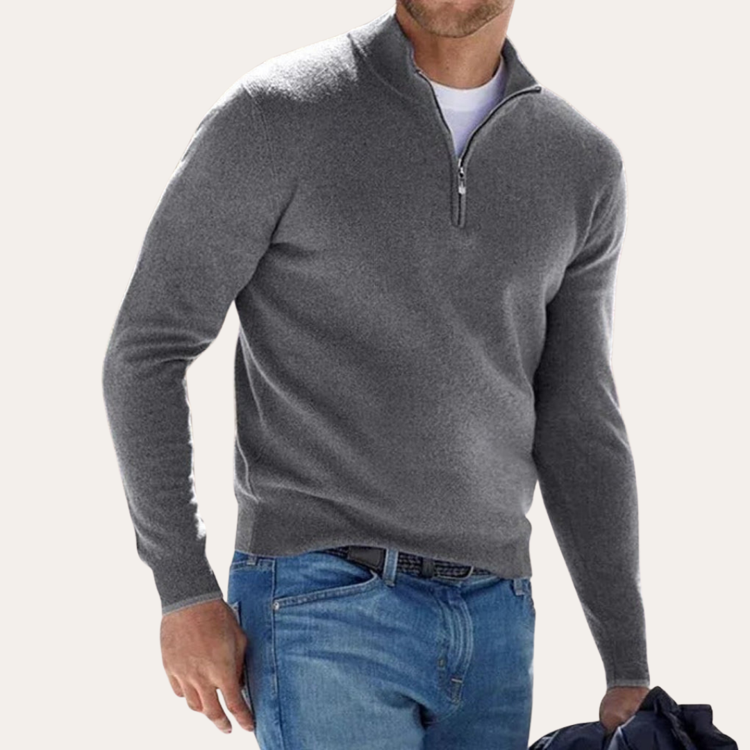 Herren Pullover mit Stehkragen und Halbreißverschluss | Vestea