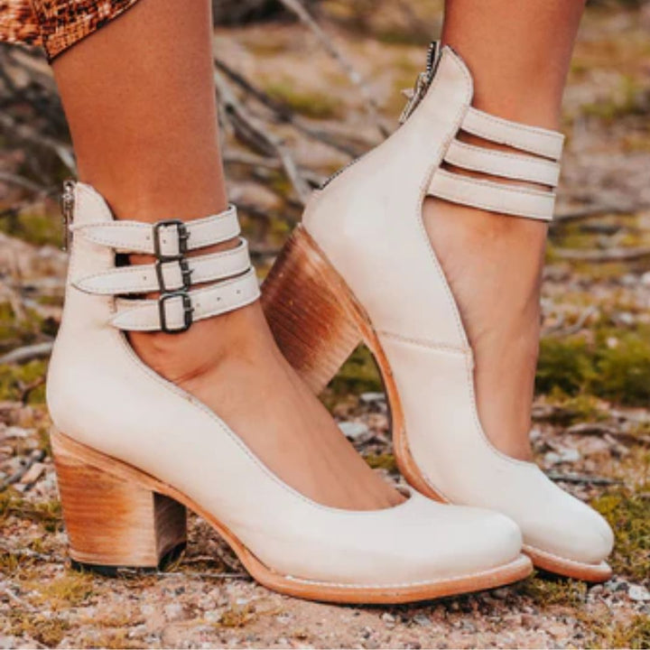 Damen Knöchelriemen Orthopädische Blockabsatz Pumps | Vestea