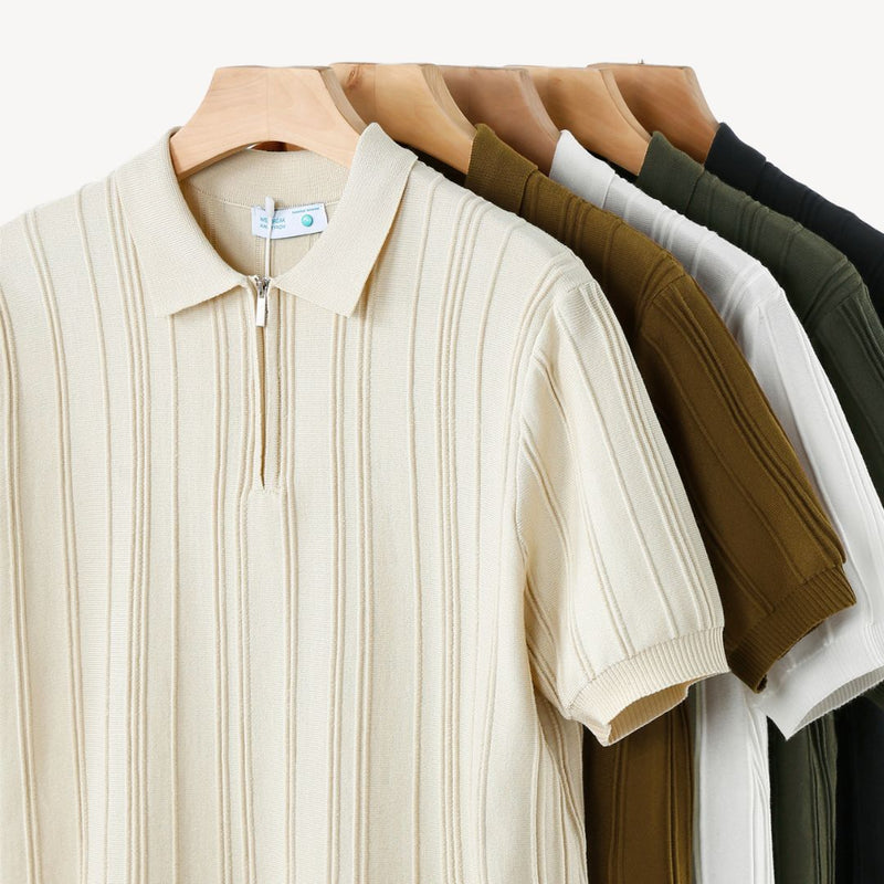 Herren Rippstrick Half-Zip Poloshirt | Vestea
