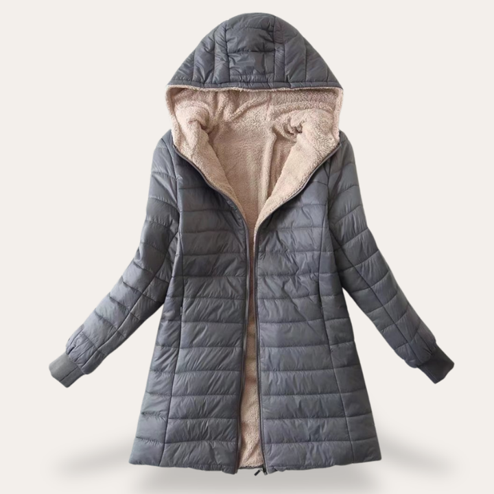 Damen Steppmantel Kapuze Gefüttert Reißverschluss Winterjacke | Vestea