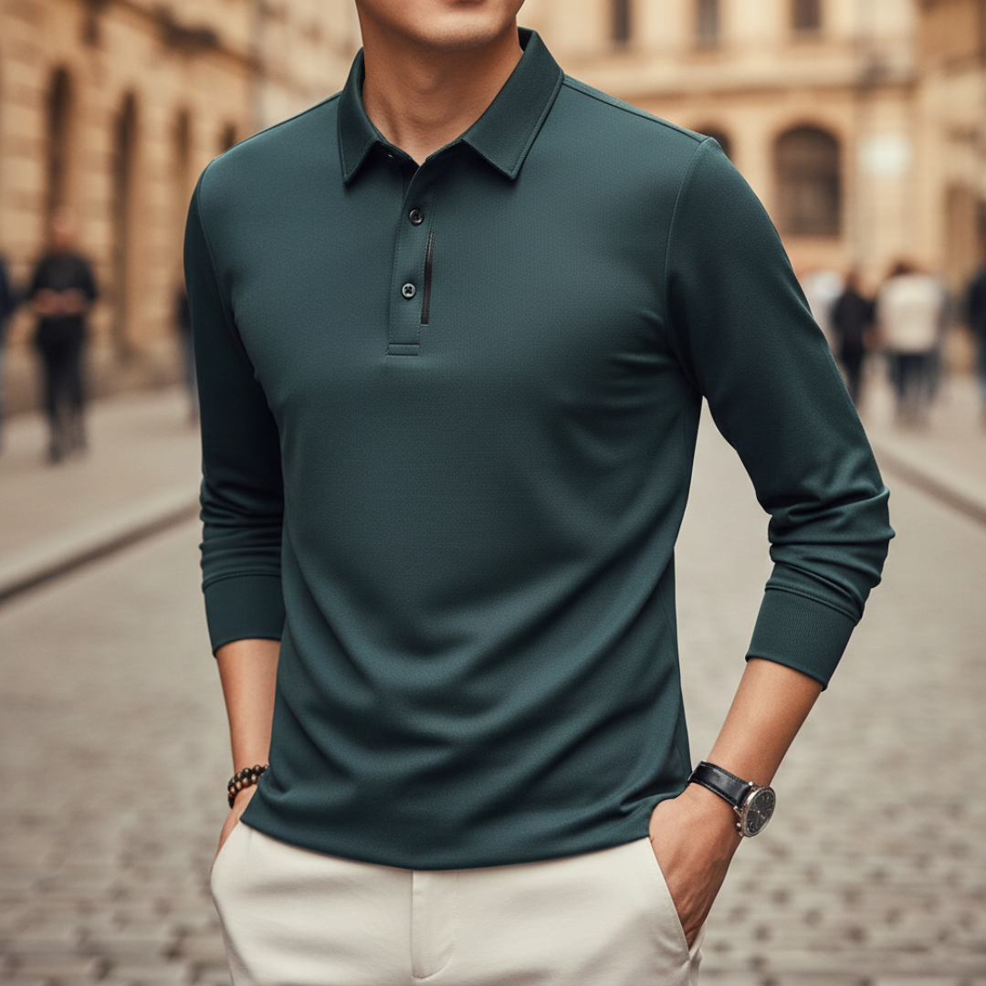 Camiseta de manga larga para hombre tipo polo de alto rendimiento
