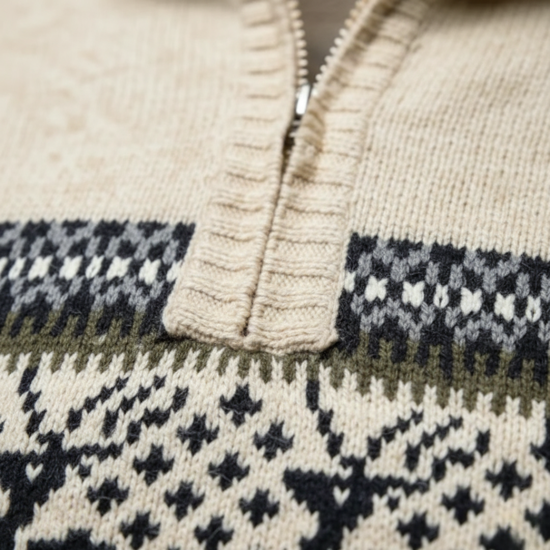 Herren Pullover mit Reißverschluss und Weihnachtsmotiv | Vestea