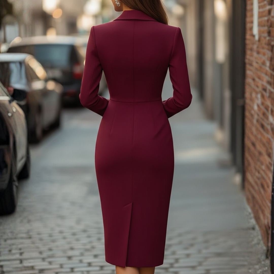 Damen Kleid Lang Mit Knöpfen | Vestea