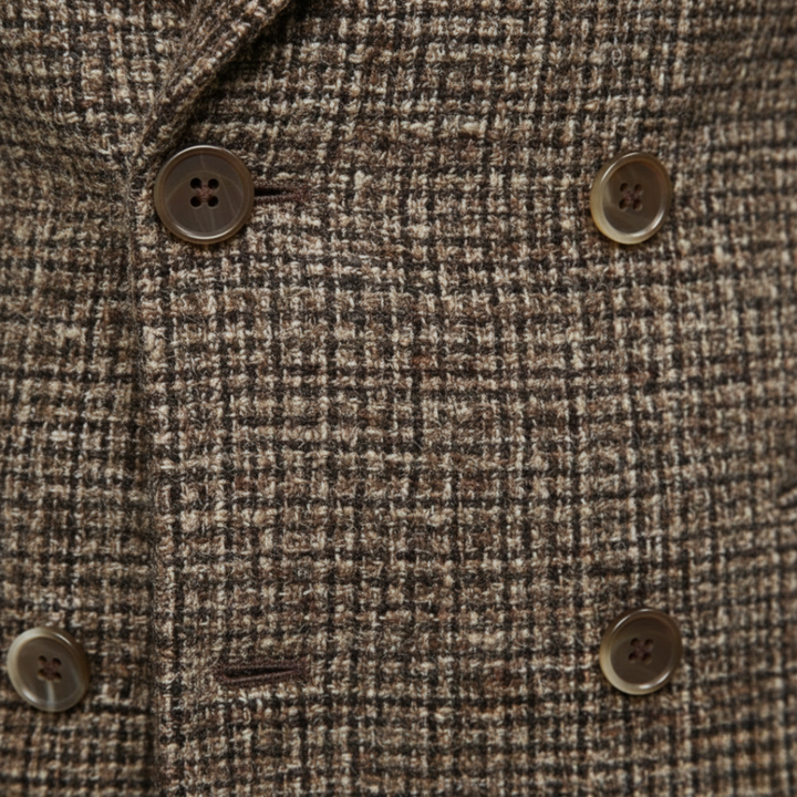 Men Double-Breasted Plaid Blazer