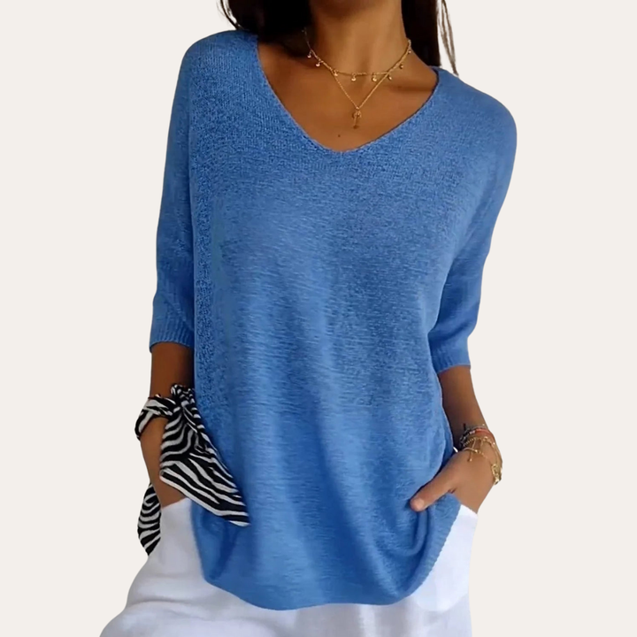 Damen V-Ausschnitt Pullover Locker Freizeit | Vestea