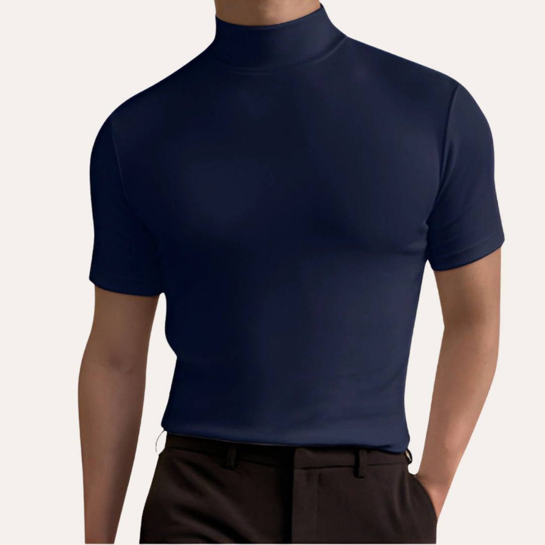 Herren Kurzarm Rollkragen T-Shirt Slim Fit | Vestea