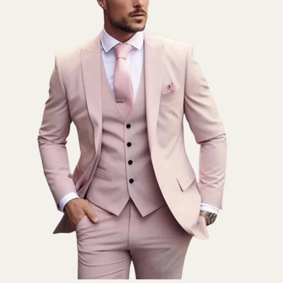 Herren 3-Teiler Anzug Slim Fit Hochzeit Business Polyester | Vestea