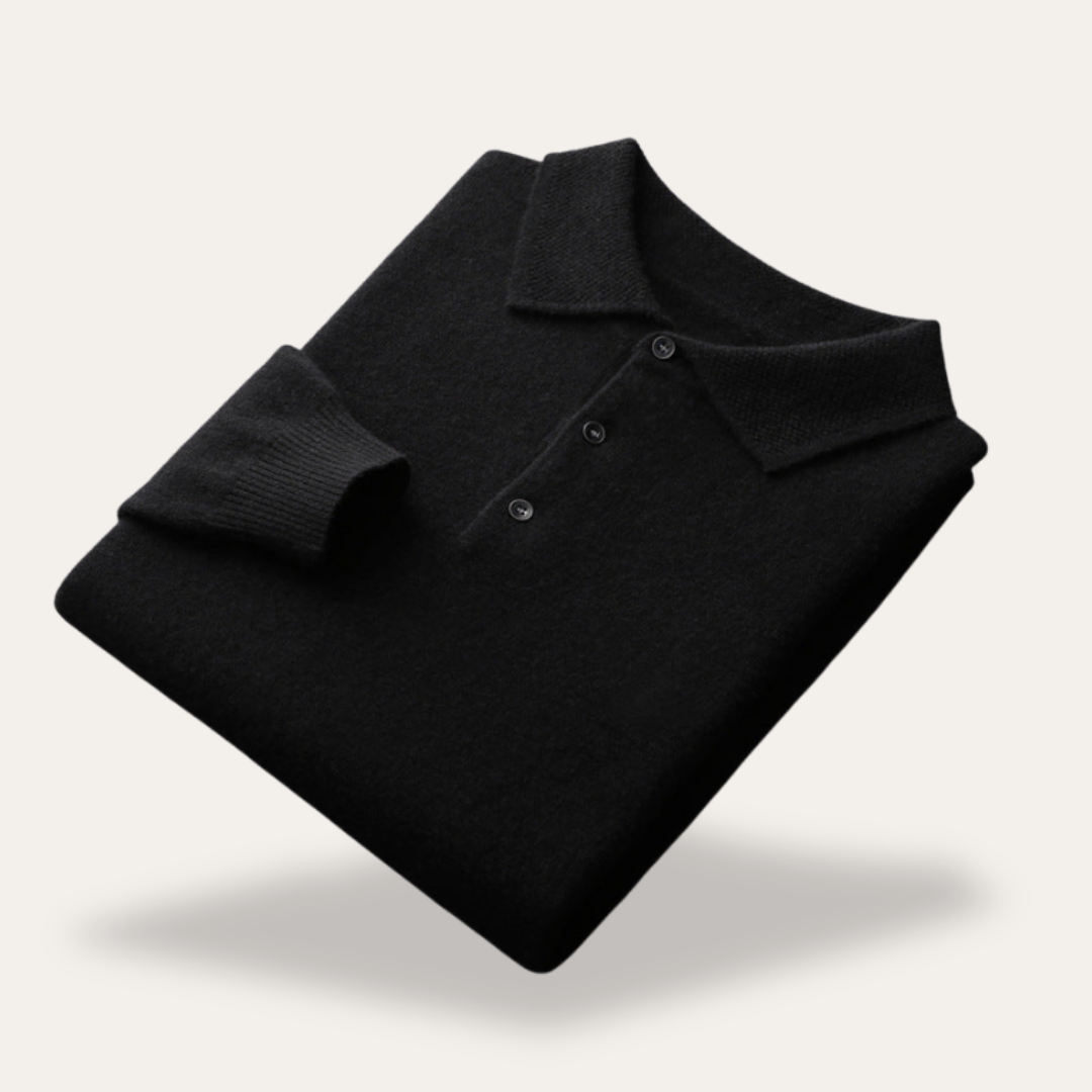 Herren Kaschmir Poloshirt Langarm Feinstrick | Vestea