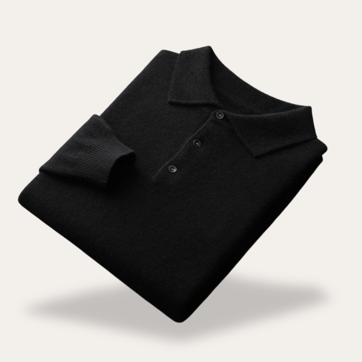 Herren Kaschmir Poloshirt Langarm Feinstrick | Vestea