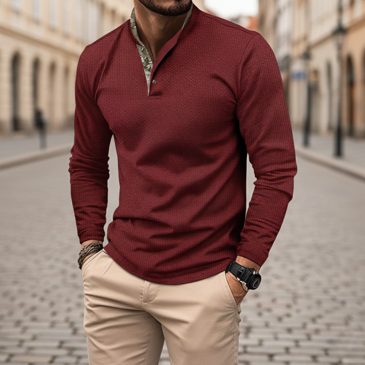 Men's Long Sleeve Henley Shirt | Vestea