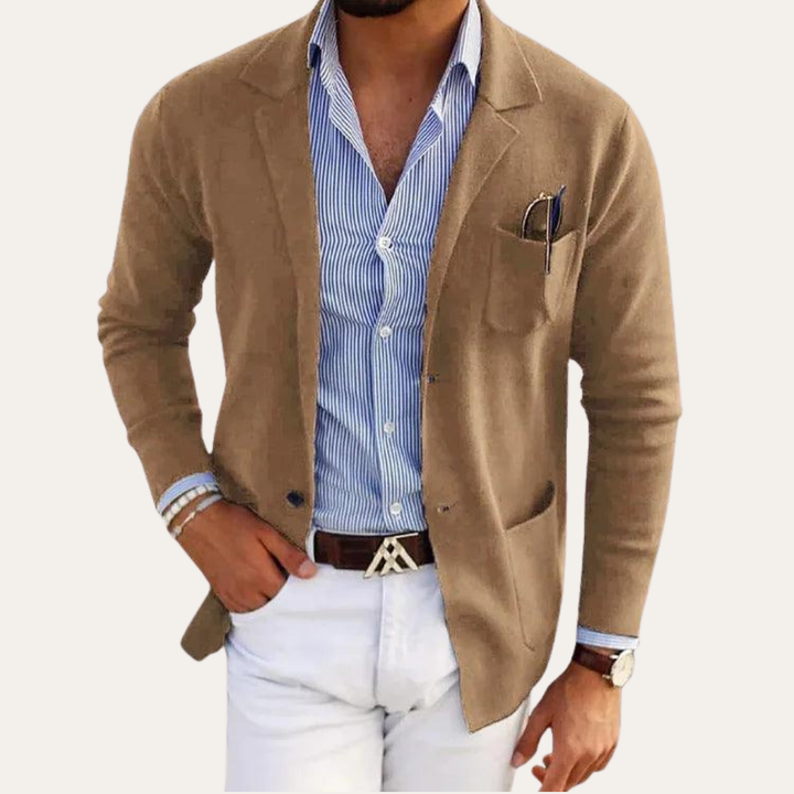 Herren Strickblazer Casual Sakko Leicht Slim Fit für Business Look | Vestea