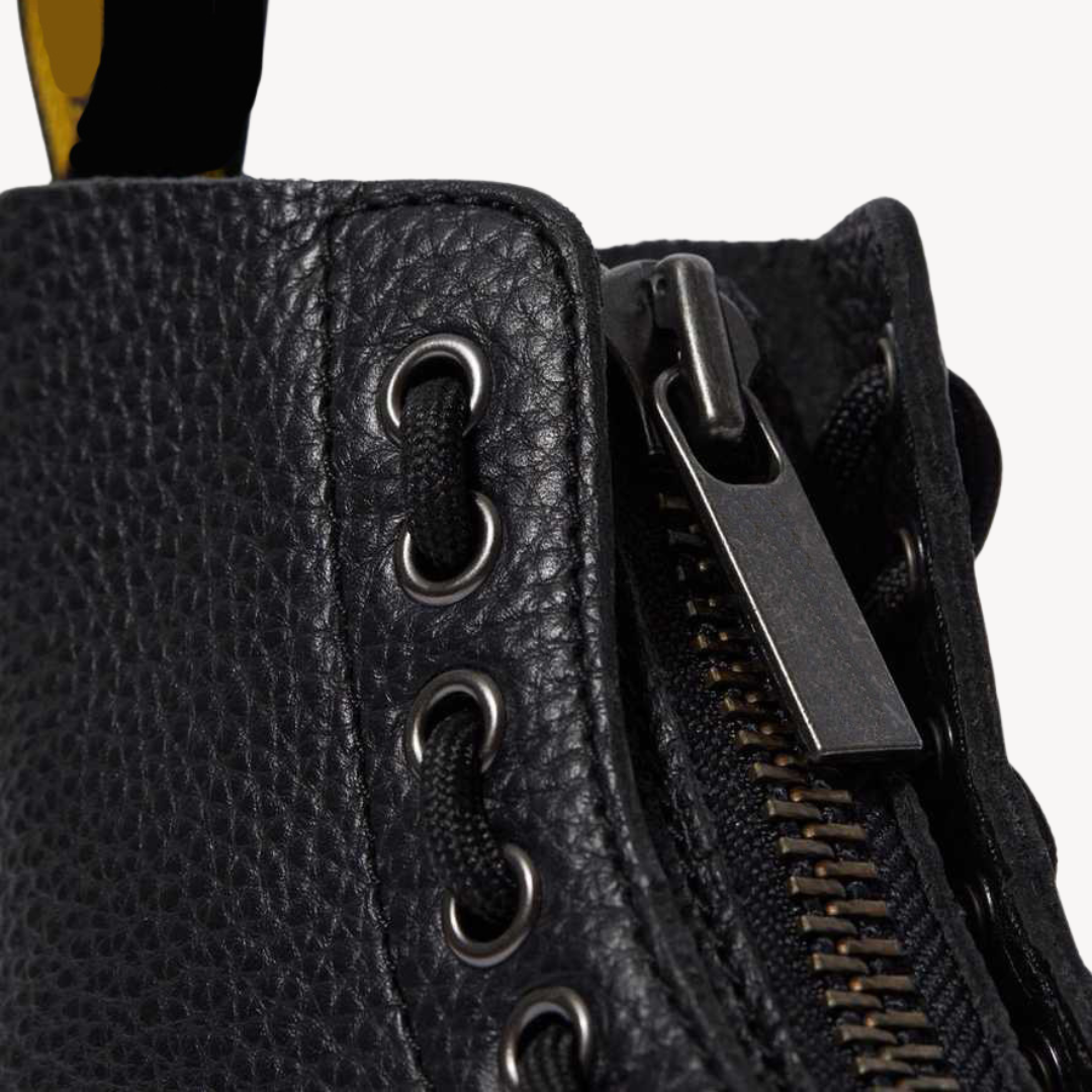Vestea | Damen Leder-Plateau-Kampfstiefel – Schwarz