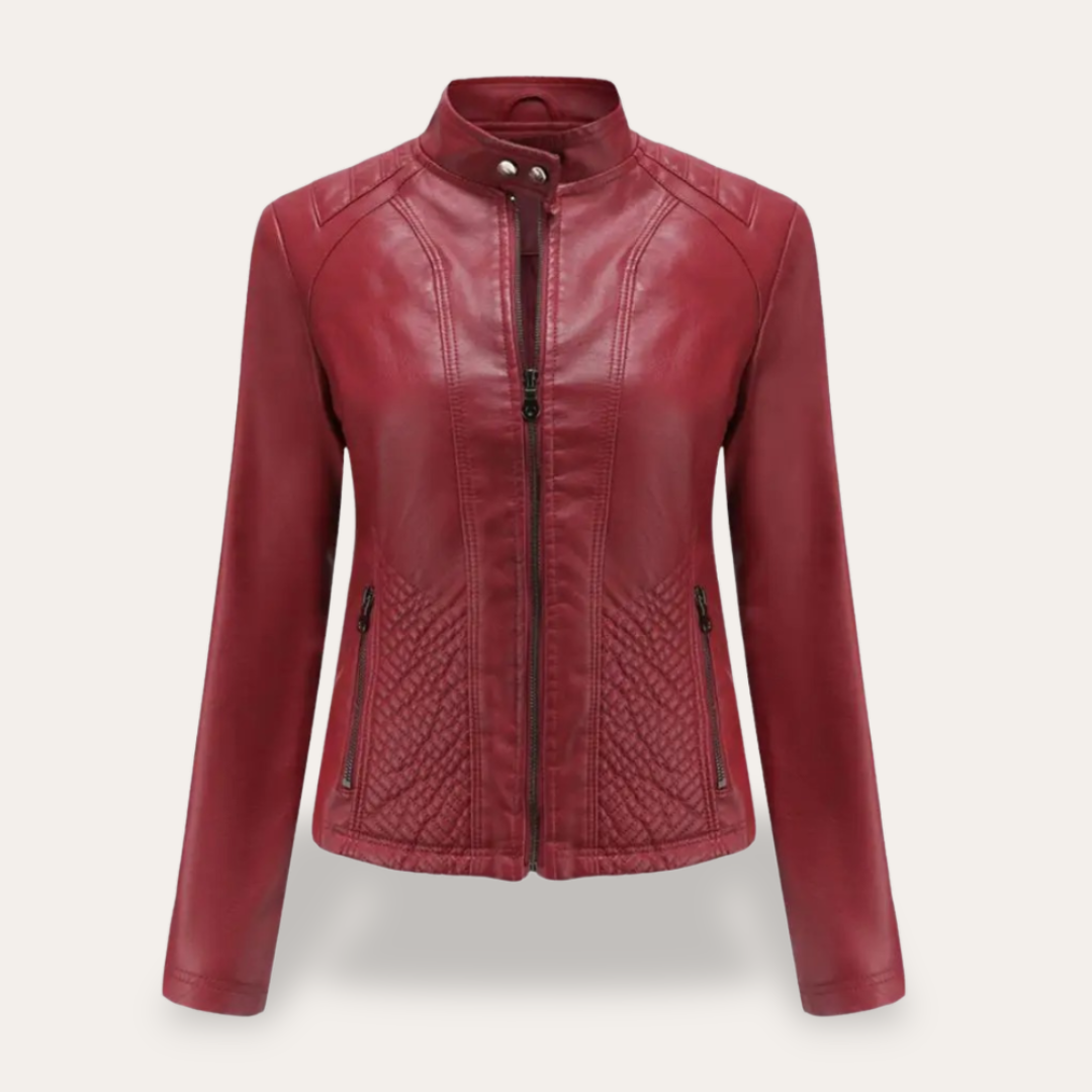 Damen Lederjacke mit Reißverschluss und Taschen | Vestea