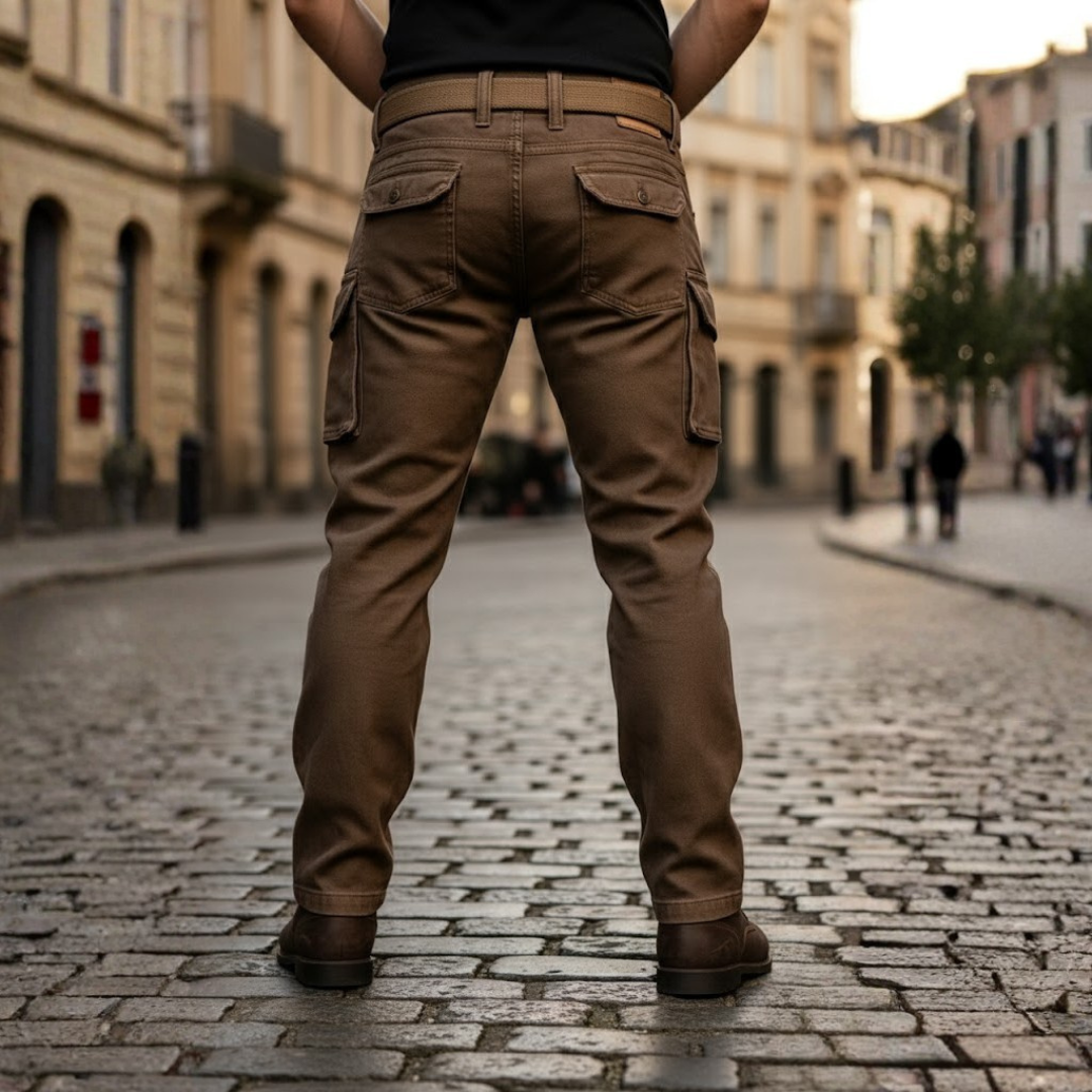 Pantalones de carga aislados de lona de algodón de pierna recta para hombre