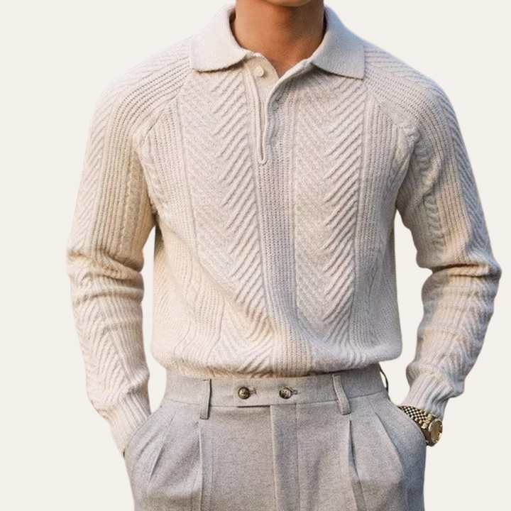 Herren Strickpullover mit Polokragen Wollmix | Vestea