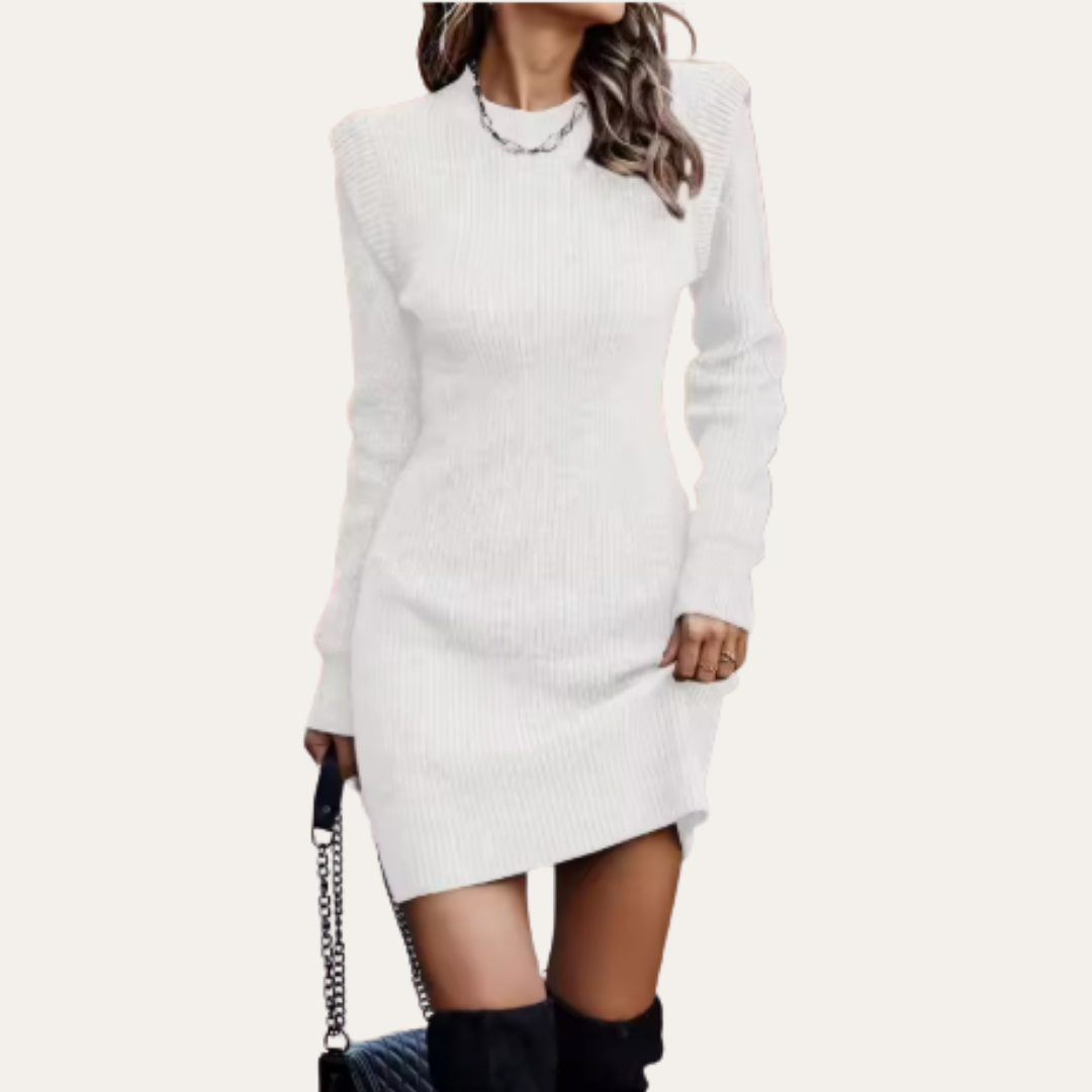Damen Strick Langarm Minikleid Slim Fit | Vestea