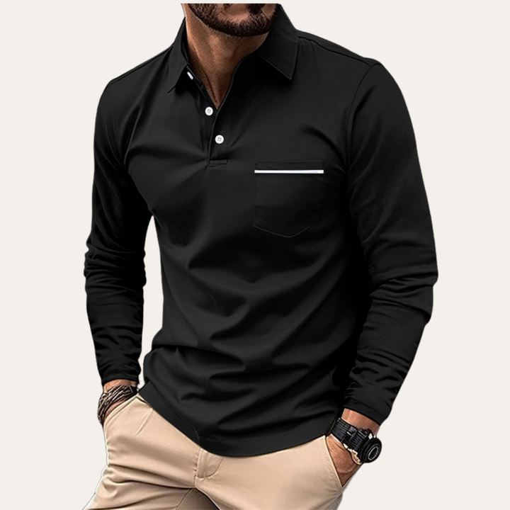 Herren Langarm Polohemd Slim Fit | Vestea