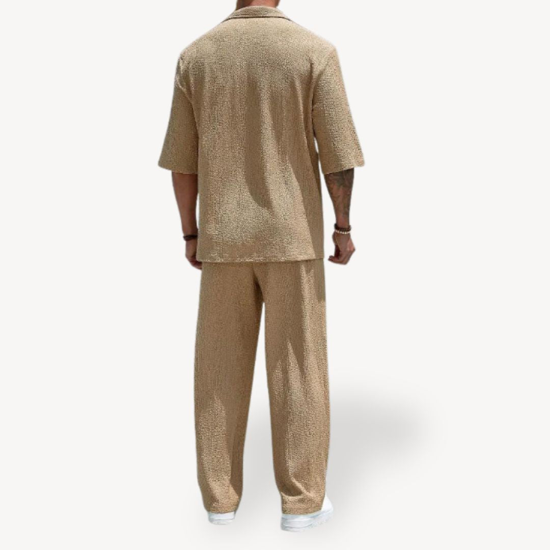 Herren Leinen-Strickhosen- und Hemdenset | Vestea