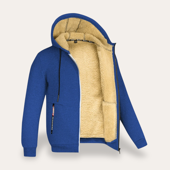 Herren Winterjacke Fleece Gefüttert Reißverschluss Kapuze Freizeit | Vestea