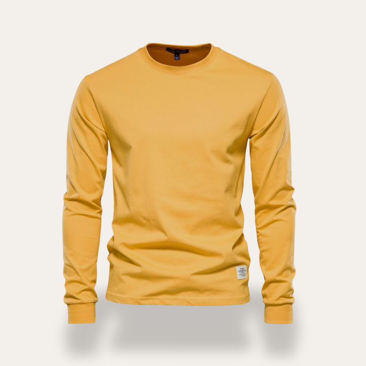 Herren Langarmshirt Rundhals Basic Freizeit Stretch | Vestea