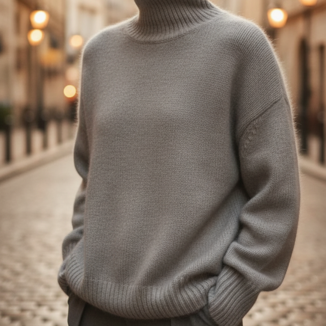 Damen Oversize Rollkragenpullover Beige | Vestea