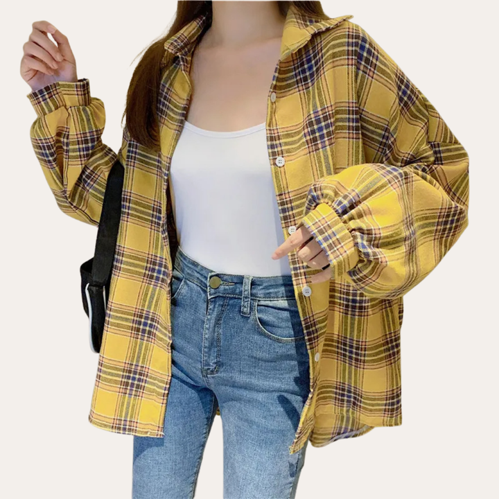Damen Karobluse Langarm Oversized | Vestea