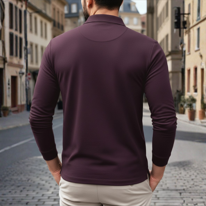 Polo à manches longues pour homme avec bordure contrastante