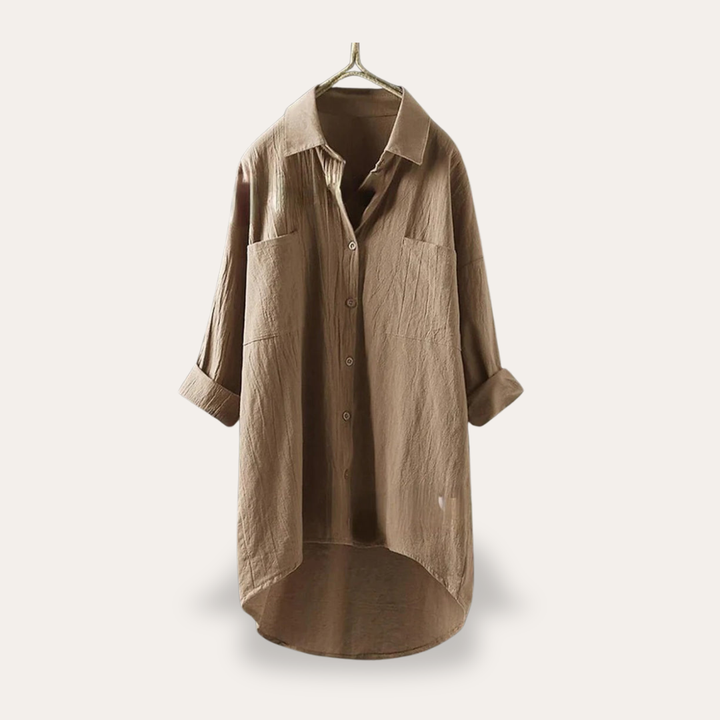 Leinenbluse mit Knopfleiste für Damen | Vestea