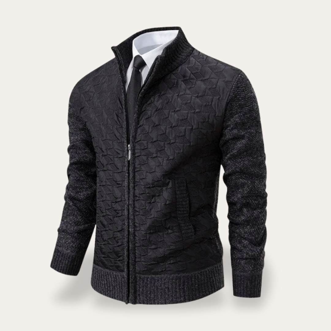 Herren Strickjacke mit Reißverschluss und Strukturmuster | Vestea