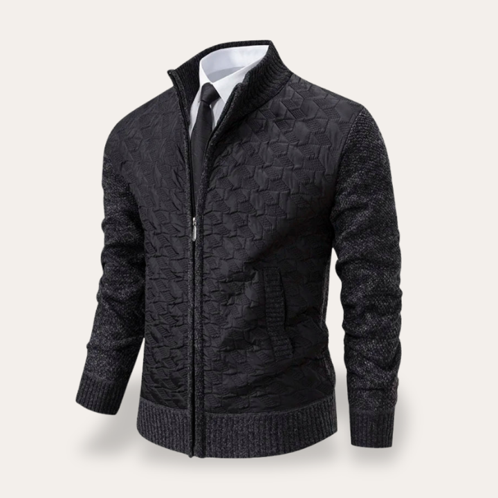 Herren Strickjacke mit Reißverschluss und Strukturmuster | Vestea