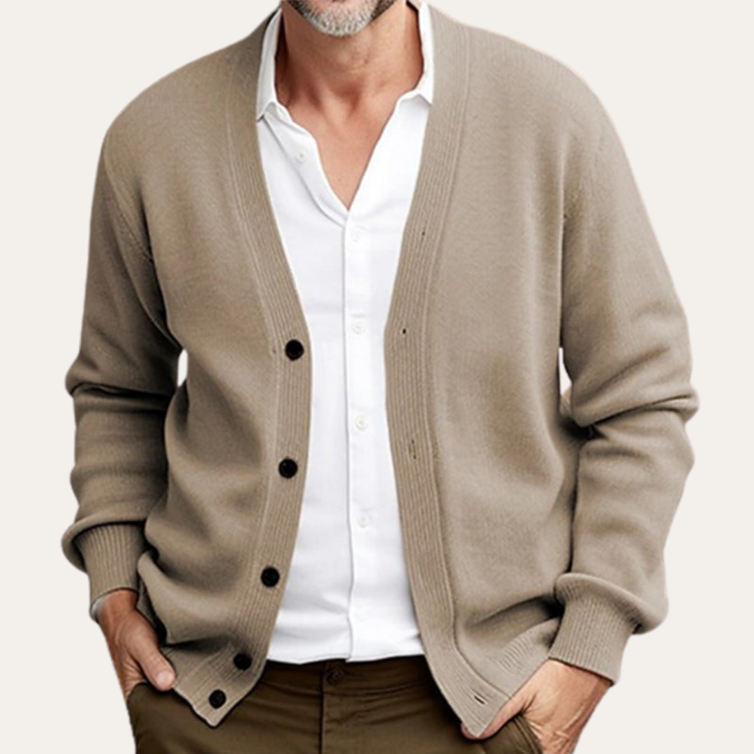 Herren Strickjacke V-Ausschnitt Knöpfe Basic | Vestea