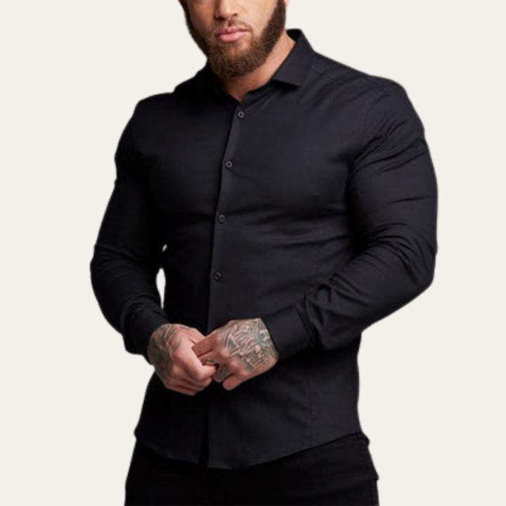 Herren Slim Fit Hemd Langarm Stretch Business | Vestea