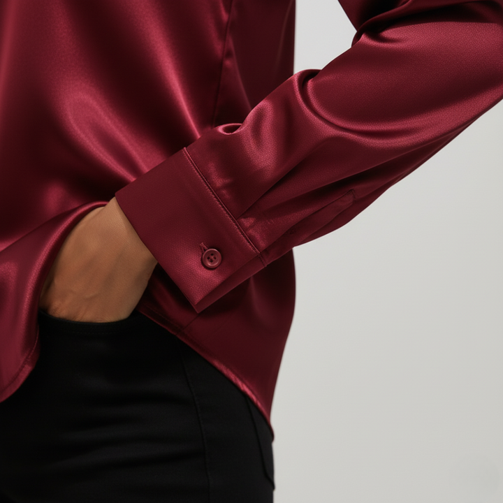 Damen Satin Bluse Langarm | Vestea