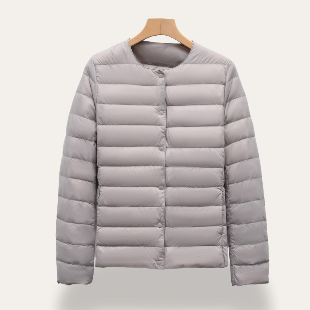 Damen Steppjacke Ultraleicht Rundhalsausschnitt mit Druckknöpfen | Vestea
