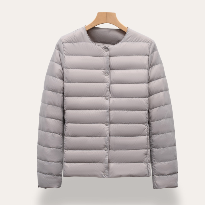 Damen Steppjacke Ultraleicht Rundhalsausschnitt mit Druckknöpfen | Vestea