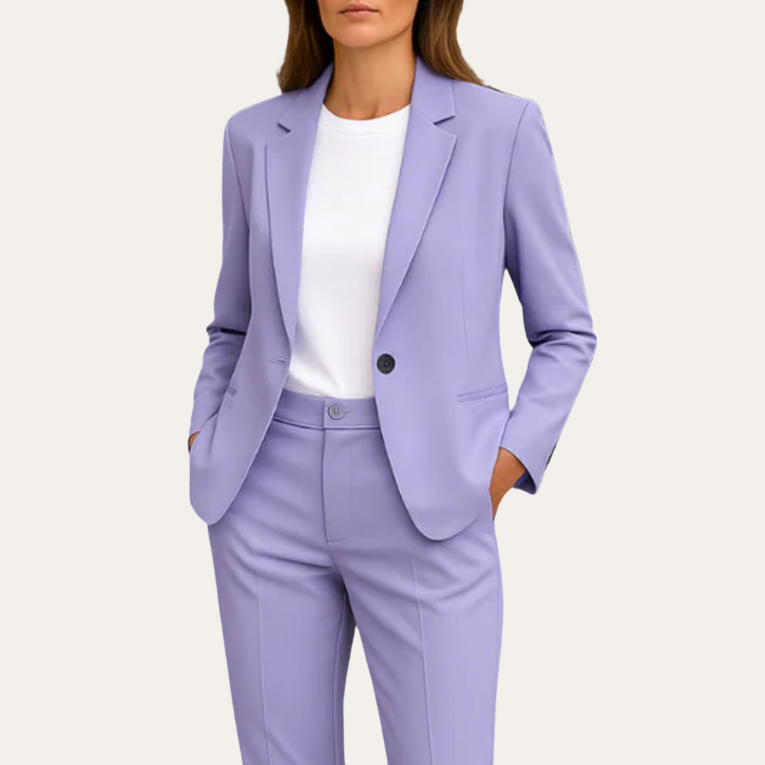 Damen Anzughose Blazer Set Businessanzug Polyester Slim Fit Mehrfarbig | Vestea