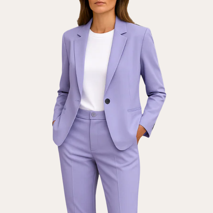 Damen Anzughose Blazer Set Businessanzug Polyester Slim Fit Mehrfarbig | Vestea