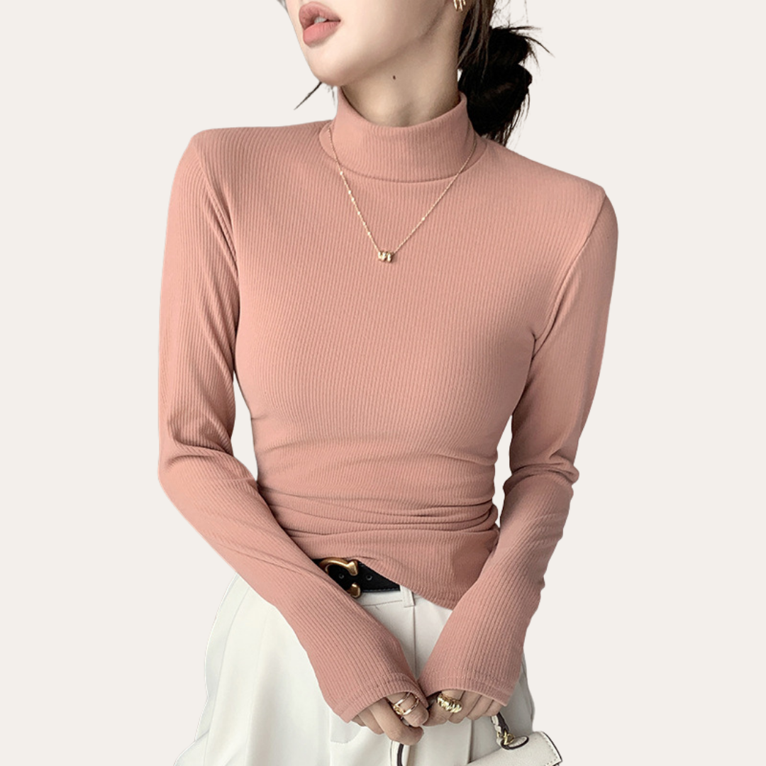Damen Rollkragen Langarm Slim Fit Oberteil | Vestea