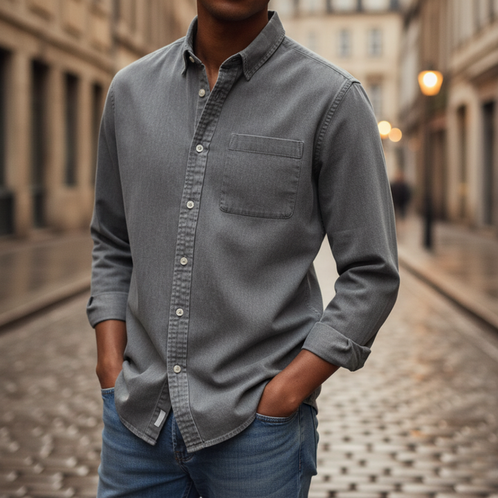 Herren Langarm Hemd Slim Fit Casual | Vestea