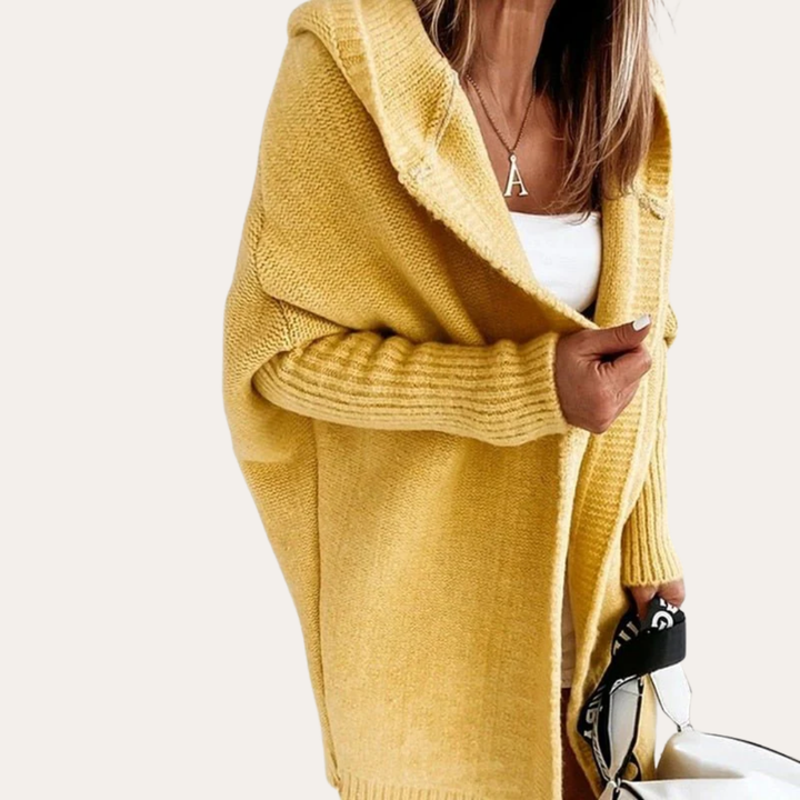 Damen Strick-Cardigan mit Kapuze aus Wollmischung | Vestea
